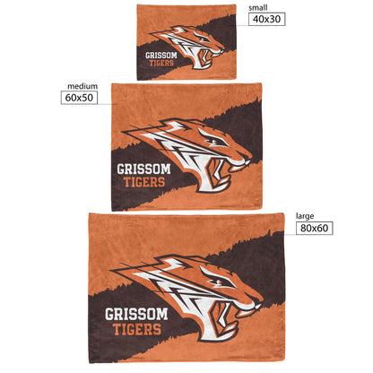 Grissom Tiger's Logo Rustic Orange Velveteen Plush Blanket