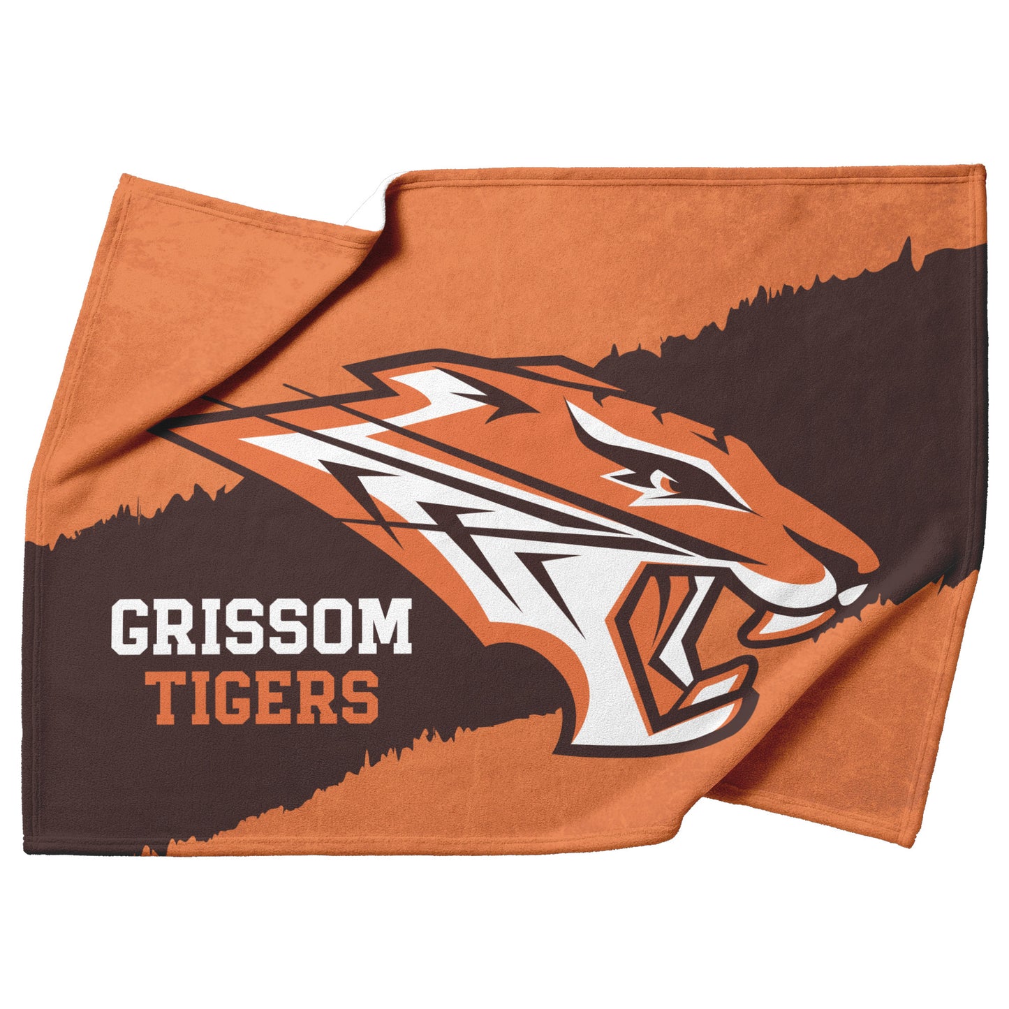 Grissom Tiger's Logo Rustic Orange Velveteen Plush Blanket