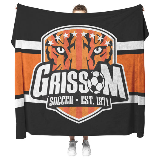 Grissom Men's Soccer Logo Black Blanket