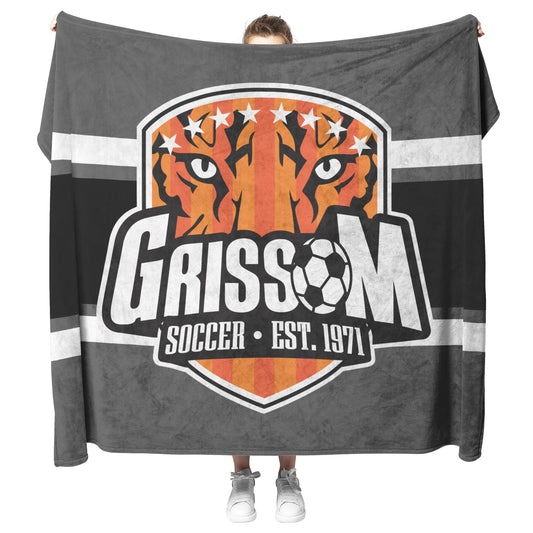 Grissom Men's Soccer Logo  Gray Blanket