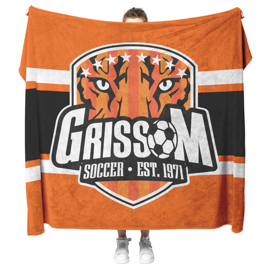 Grissom Men's Soccer Logo Plush Orange Blanket