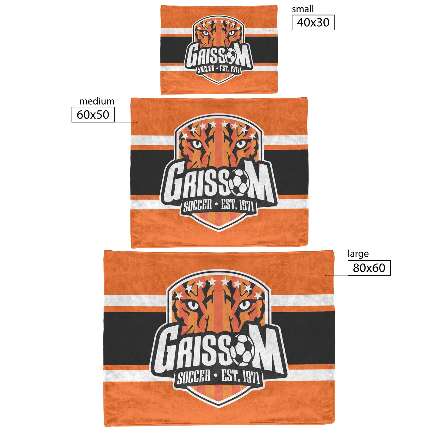 Grissom Men's Soccer Logo Plush Orange Blanket
