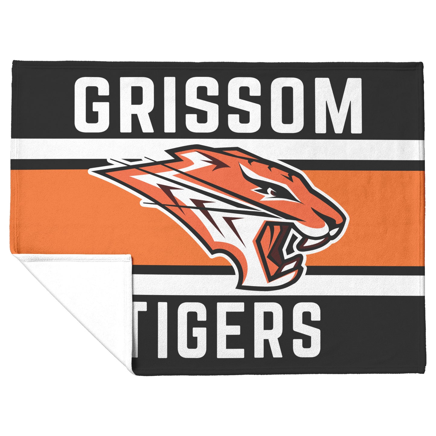 Grissom Tiger's Logo Black/Orange Plush Blanket