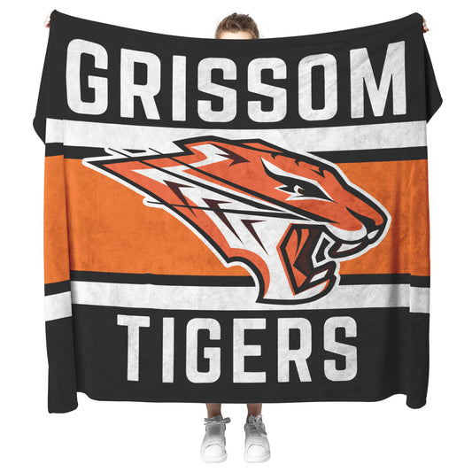 Grissom Tiger's Logo Black/Orange Plush Blanket