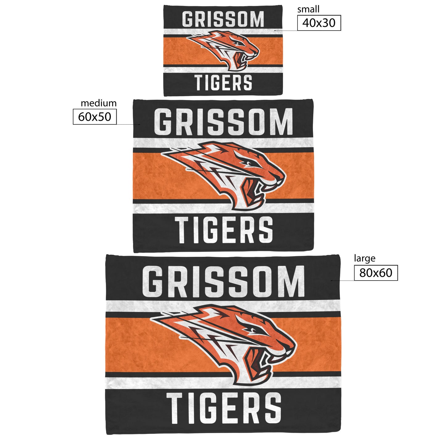 Grissom Tiger's Logo Black/Orange Plush Blanket