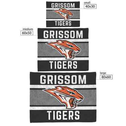 Grissom Tigers Logo Black/Gray Plush Blanket