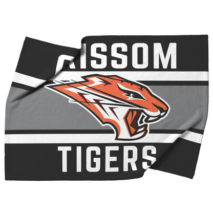 Grissom Tigers Logo Black/Gray Plush Blanket