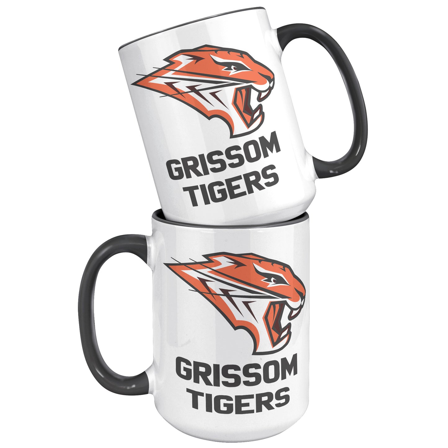 Grissom Tigers Logo Words 15oz White Accent Mug