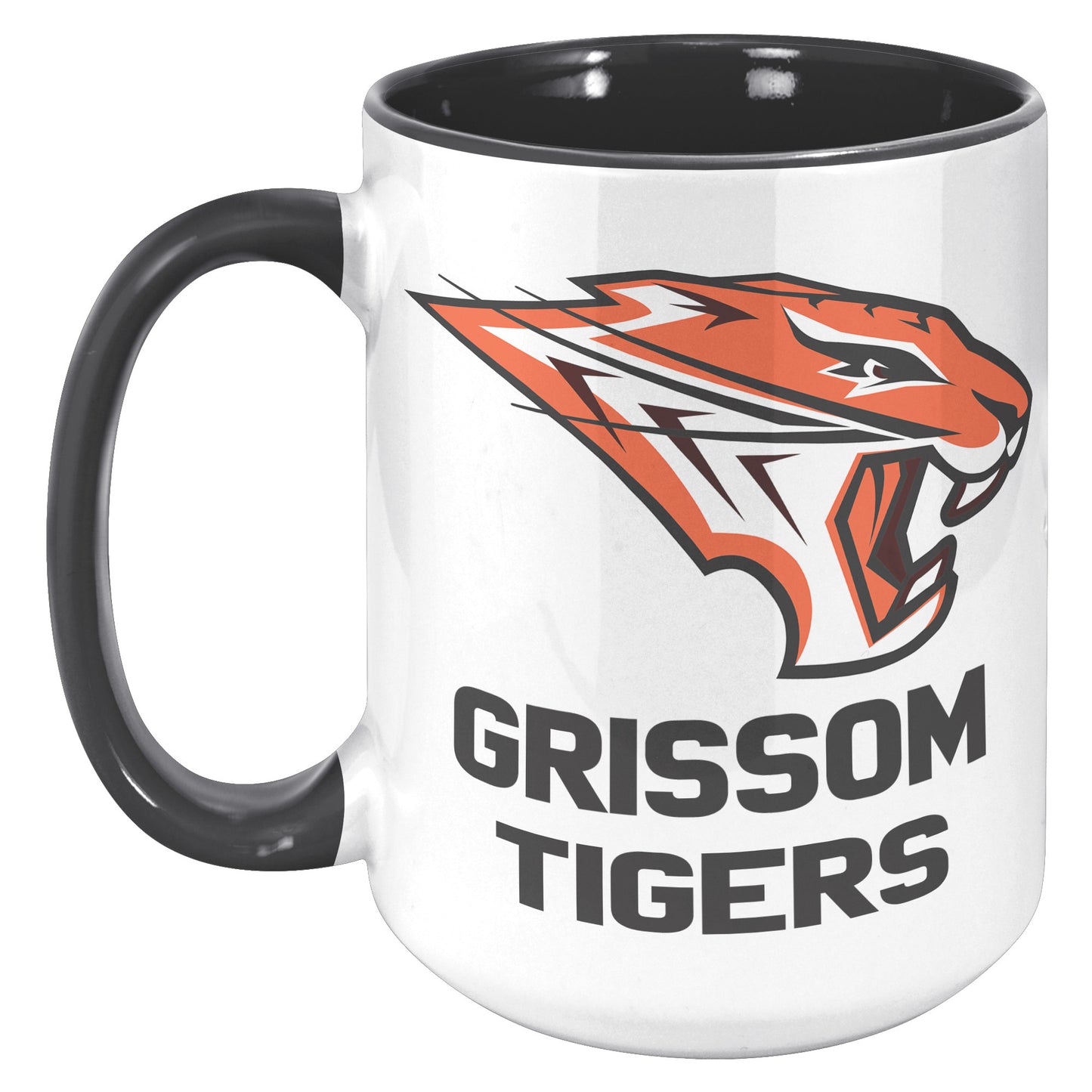 Grissom Tigers Logo Words 15oz White Accent Mug