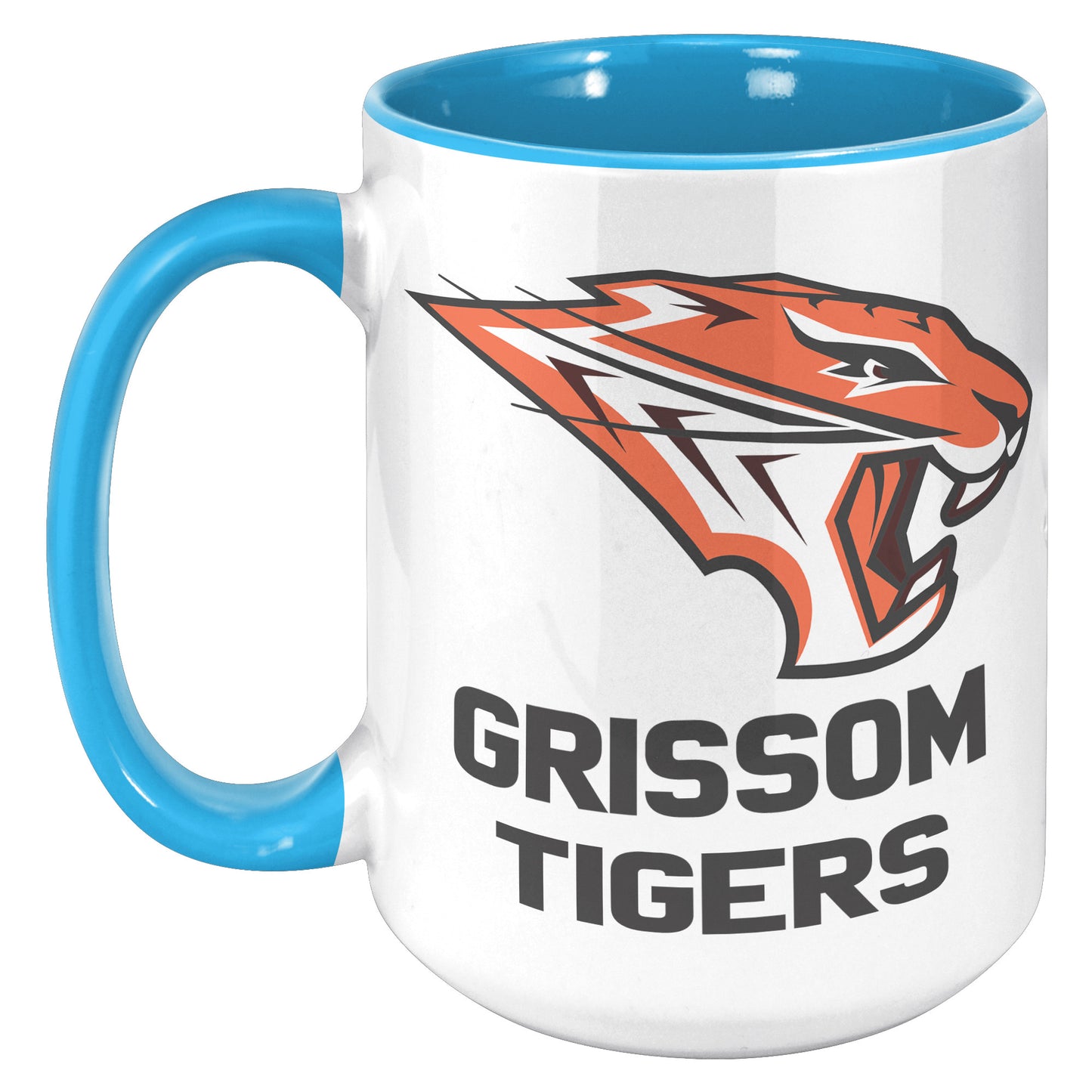 Grissom Tigers Logo Words 15oz White Accent Mug