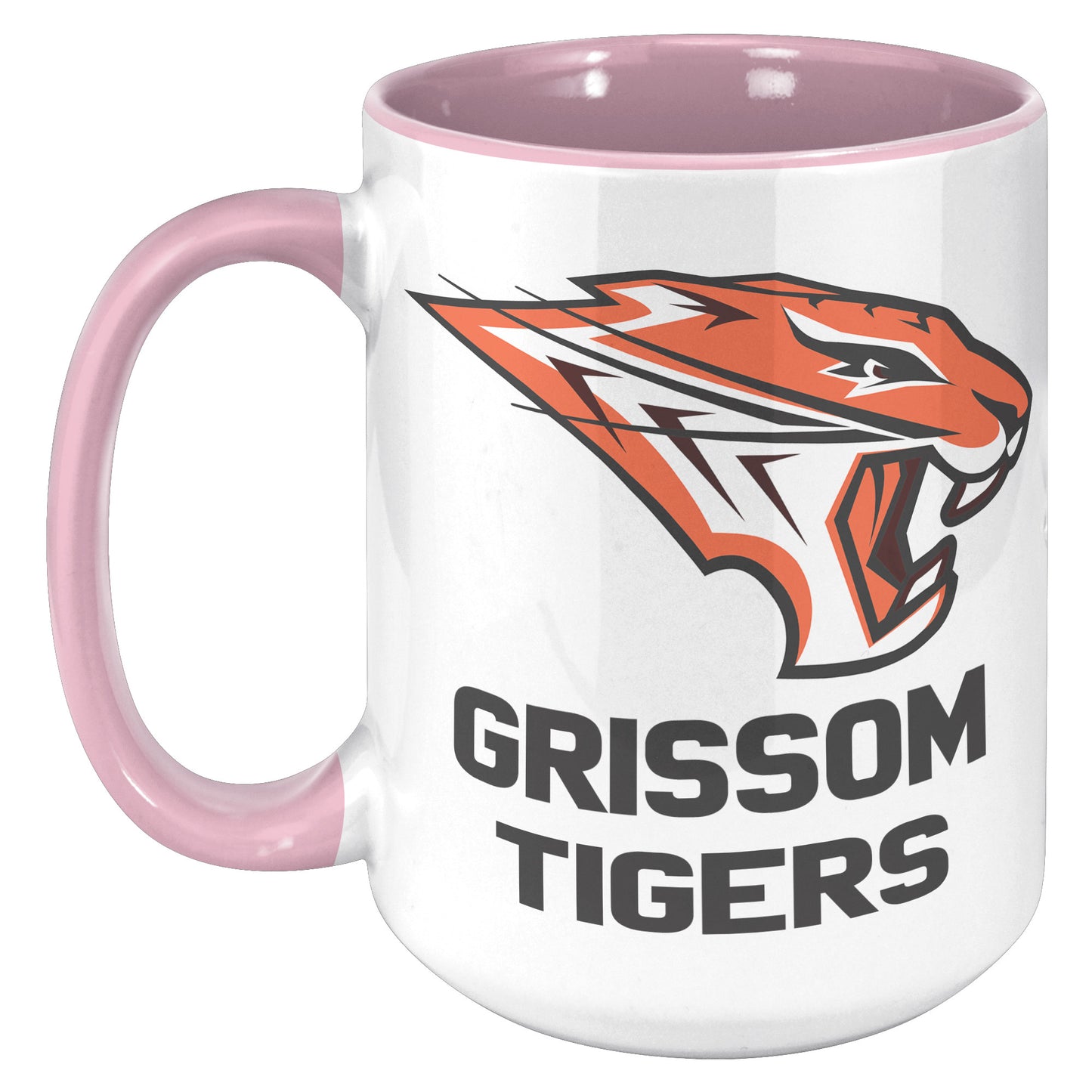 Grissom Tigers Logo Words 15oz White Accent Mug
