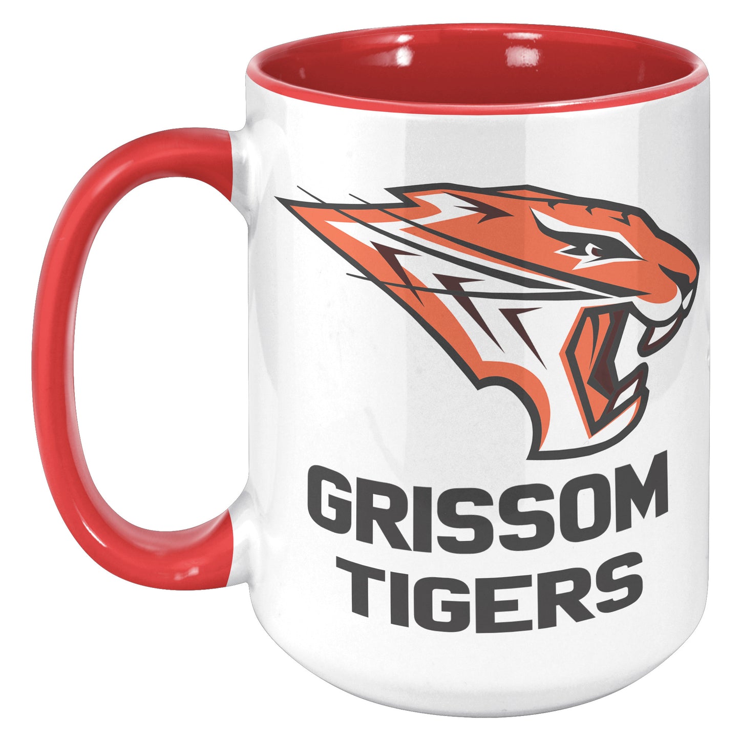 Grissom Tigers Logo Words 15oz White Accent Mug