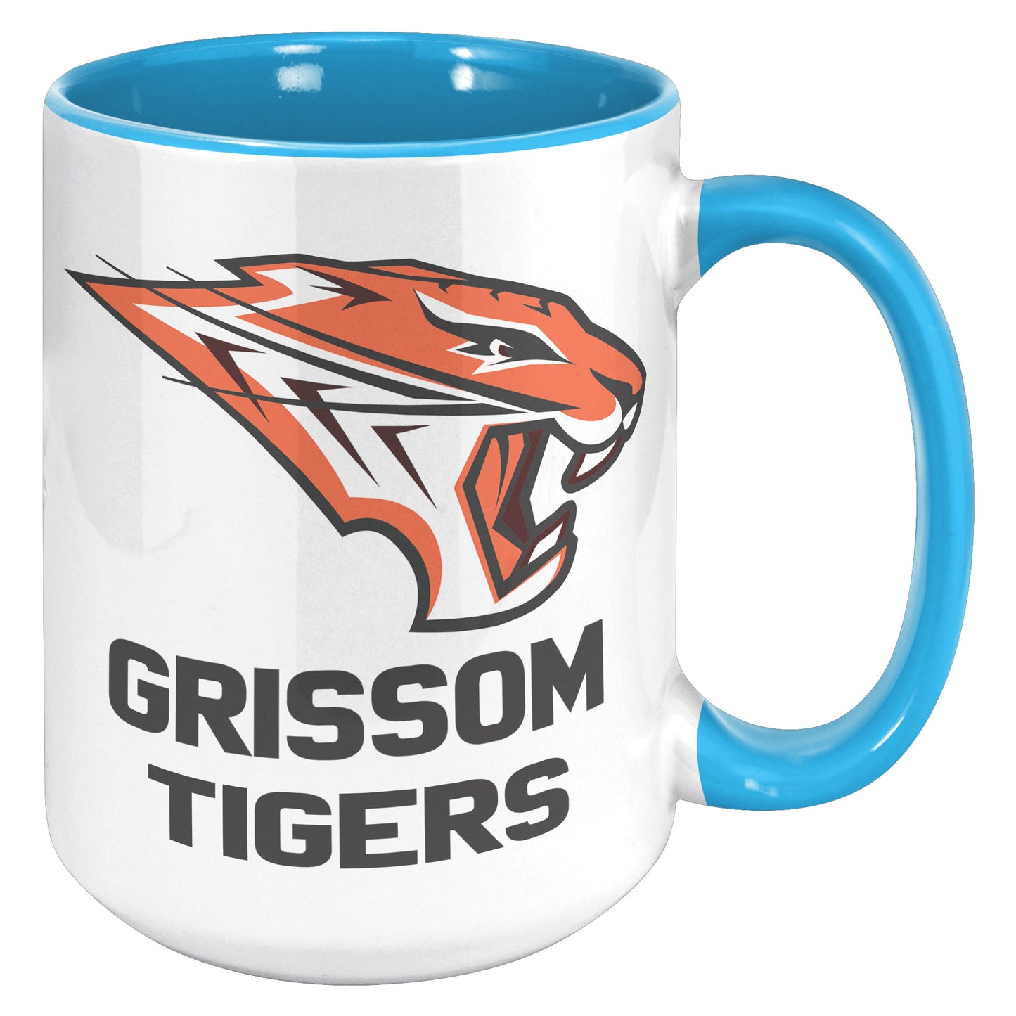 Grissom Tigers Logo Words 15oz White Accent Mug
