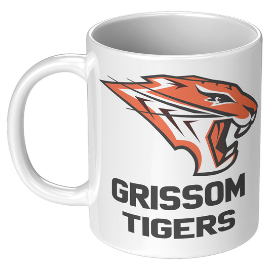 Grissom Tigers Logo Words 11oz White Mug
