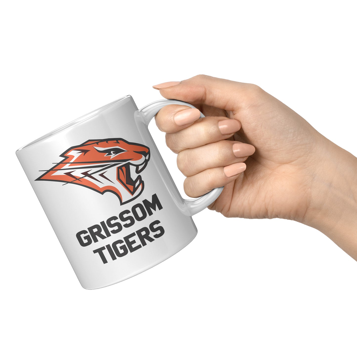 Grissom Tigers Logo Words 11oz White Mug