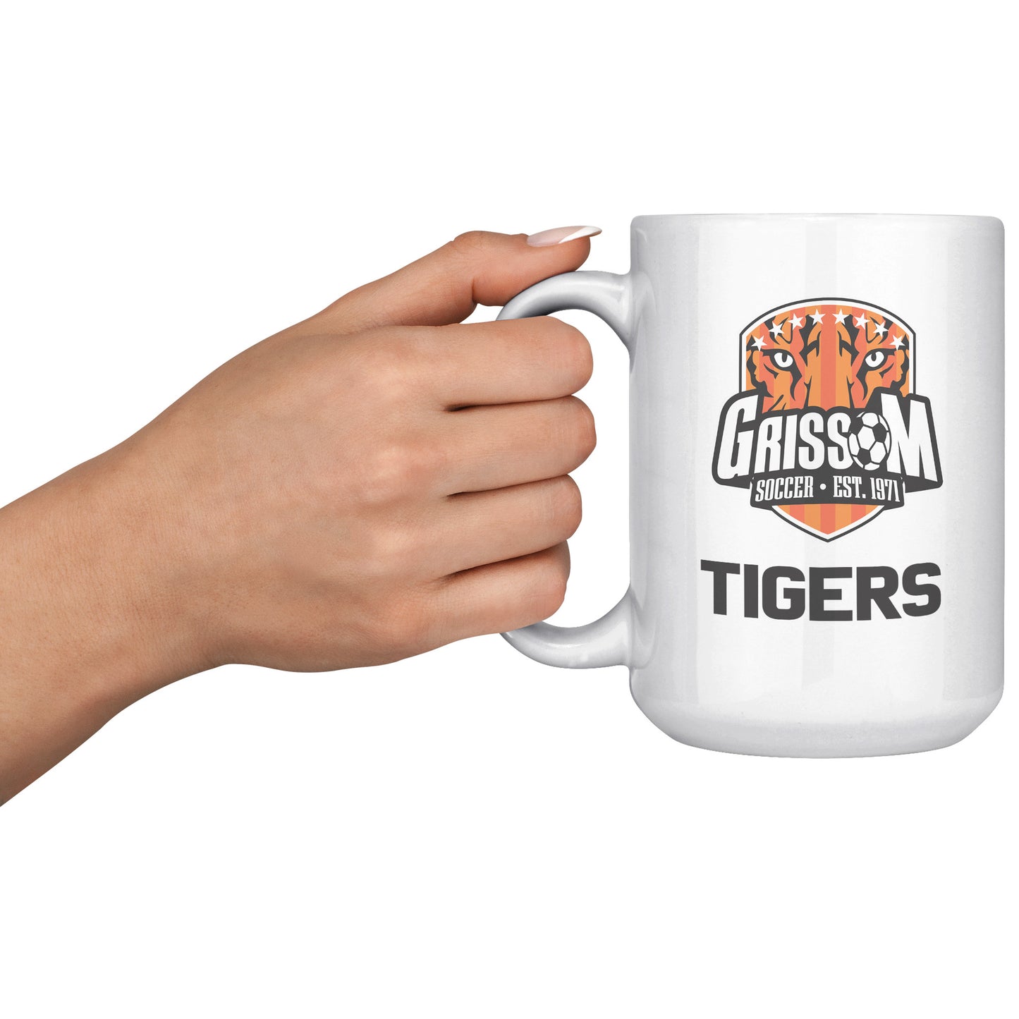 Grissom Tigers Men's Soccer 15 oz White Mug