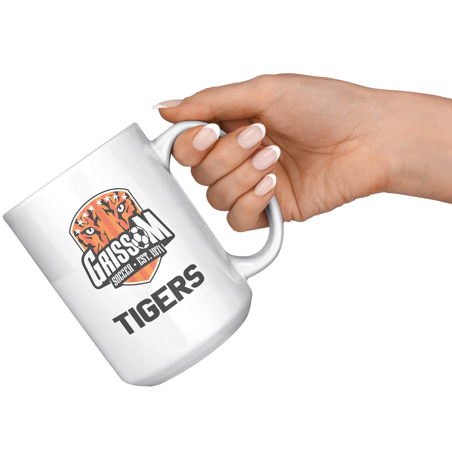 Grissom Tigers Men's Soccer 15 oz White Mug
