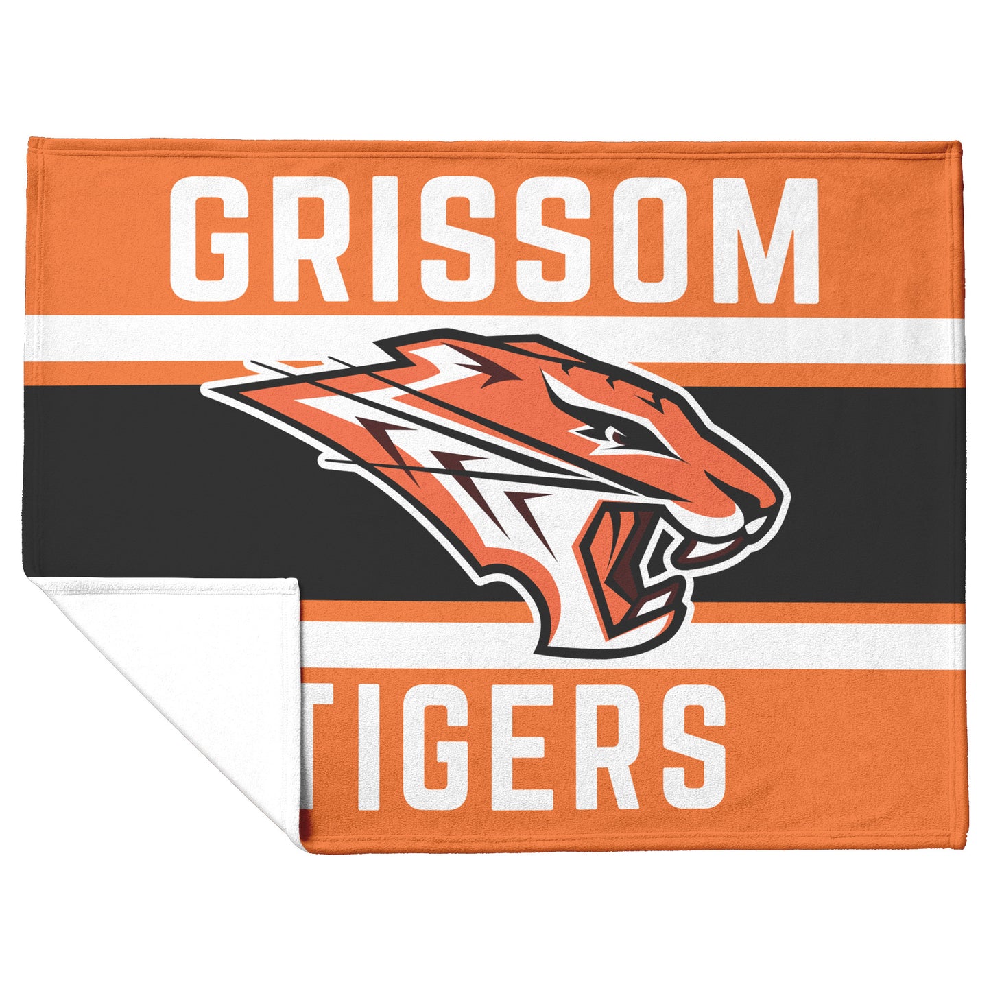Grissom Tiger's Soccer Logo Orange/Black Velveteen Plush Blanket