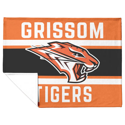 Grissom Tiger's Soccer Logo Orange/Black Velveteen Plush Blanket