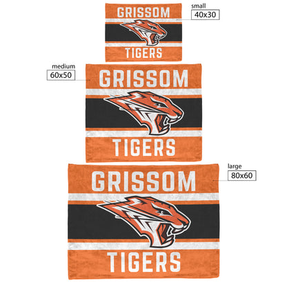Grissom Tiger's Soccer Logo Orange/Black Velveteen Plush Blanket