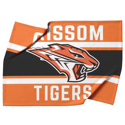 Grissom Tiger's Soccer Logo Orange/Black Velveteen Plush Blanket