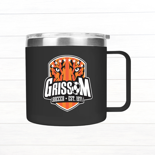 Grissom Mens Soccer 14oz Stainless Steel Coffee Mug
