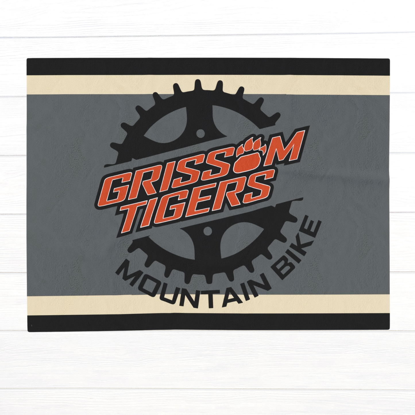 Grissom Mountain Bike Gray/Beige Velveteen Plush Blanket