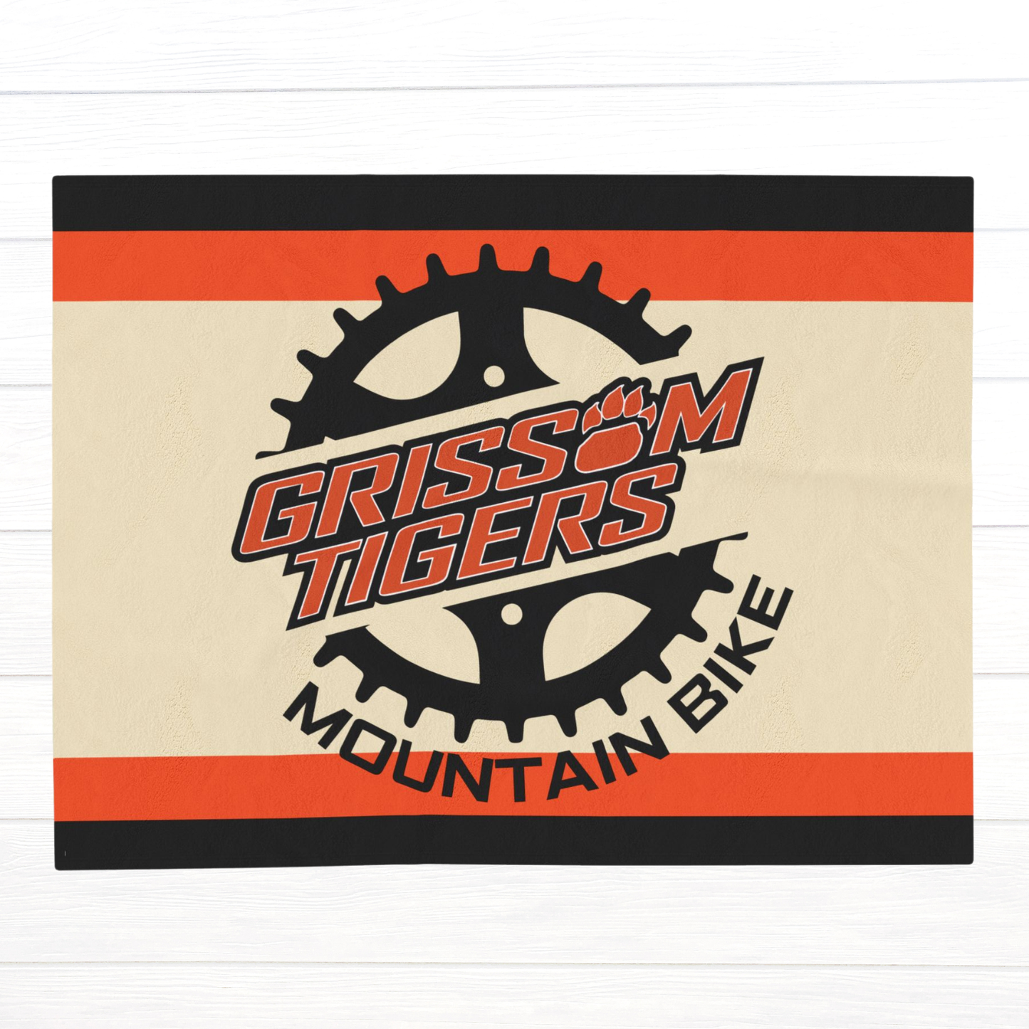 Grissom Mountain Bike Beige/Black Velveteen Plush Blanket