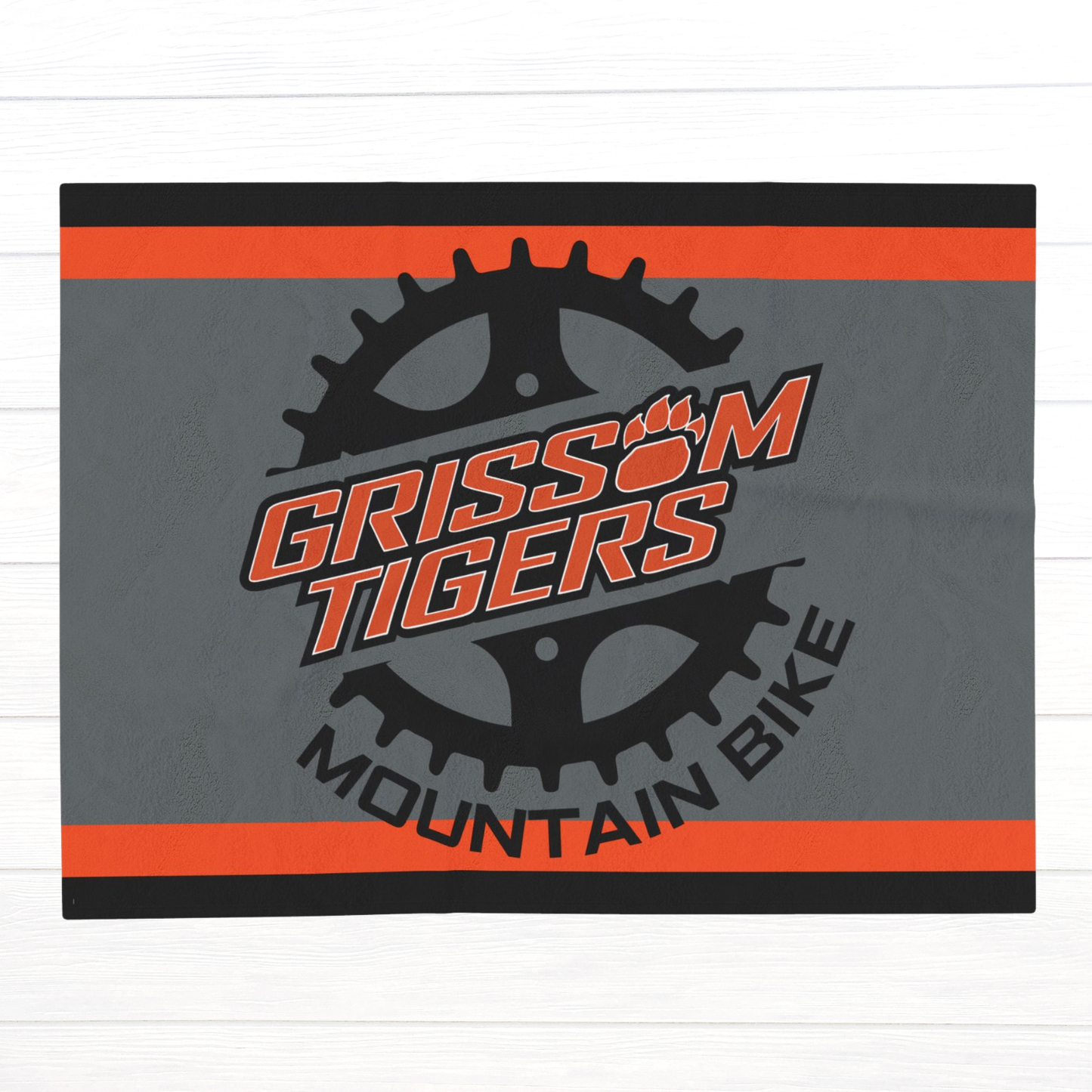 Grissom Tiger's Soccer Mountain Bike Black/Orange Velveteen Plush Blanket